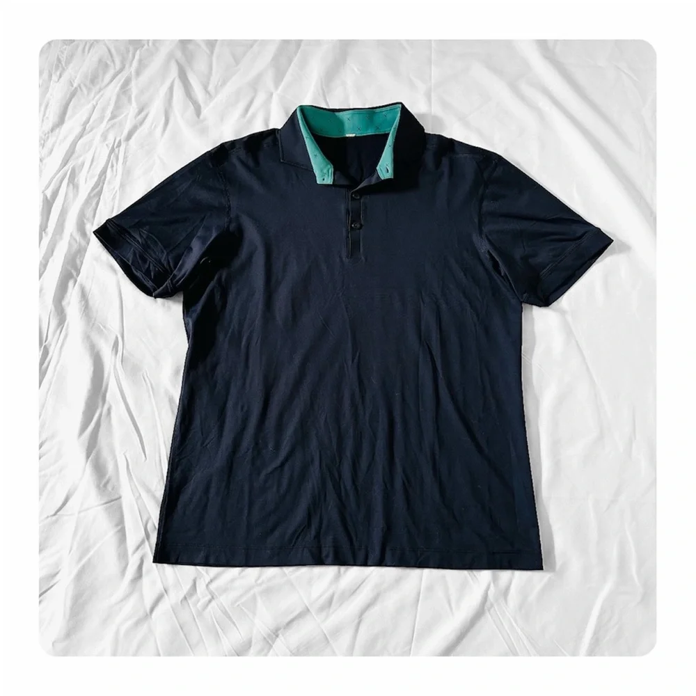 ★ Lululemon Men’s Short Sleeve Polo Shirt - Navy ★ - Picture 4 of 16